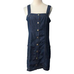 Hollister Blue Denim Mini Dress Size M Cotton Button Front Y2K